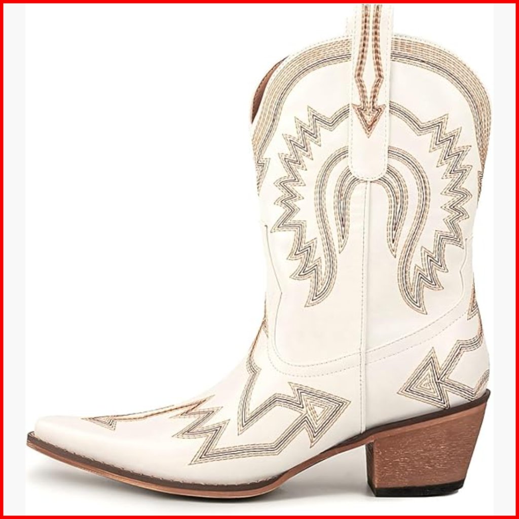 Women's Embroidered Western Ankle Boots With 2.36 Inch Heel